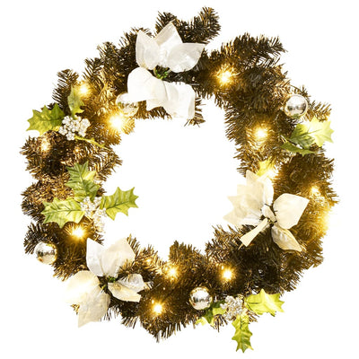 Vidaxl Weihnachtskranz mit LED -Leuchten 60 cm PVC Schwarz