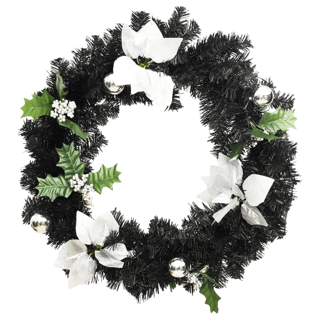 Vidaxl Weihnachtskranz mit LED -Leuchten 60 cm PVC Schwarz