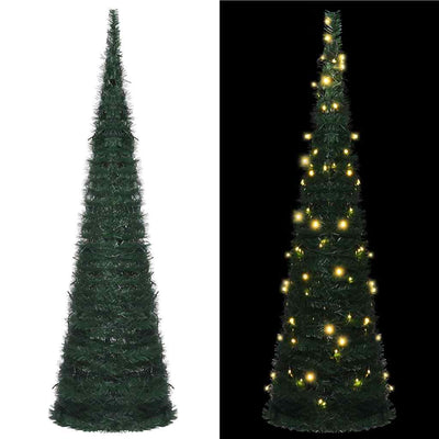 Vidaxl Kunstkerstboom mit Beleuchtung Pop-up 210 cm Grün