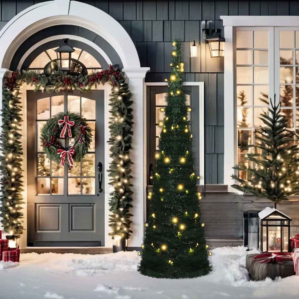 Vidaxl Kunstkerstboom mit Beleuchtung Pop-up 210 cm Grün