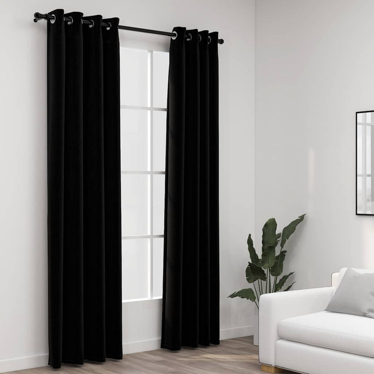 Vidaxl Vorhänge Leinen sehen verdammte Augen 2 St 140x245 cm schwarz aus