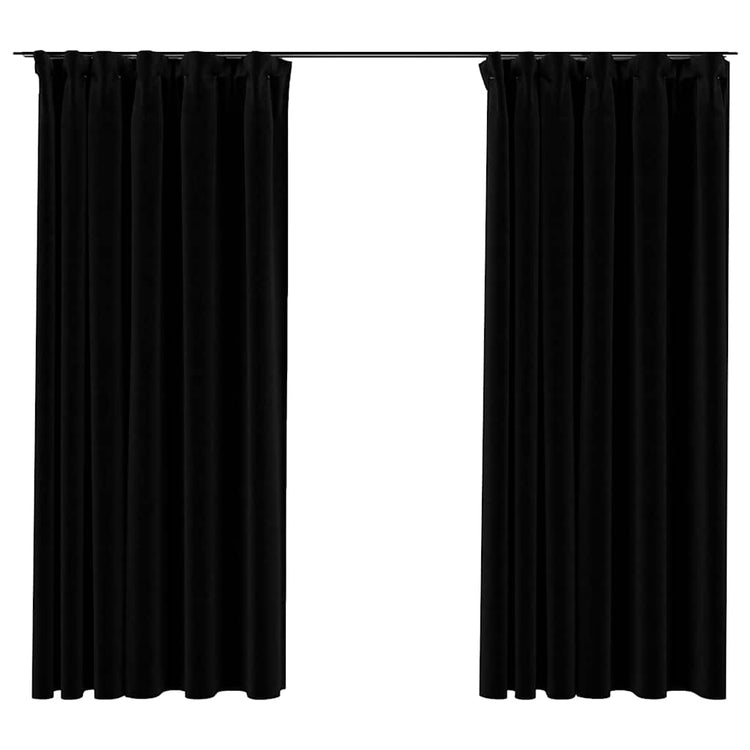 Vidaxl Vorhänge Leinen sehen verdammt haken 2 ST 140x175 cm Schwarz aus