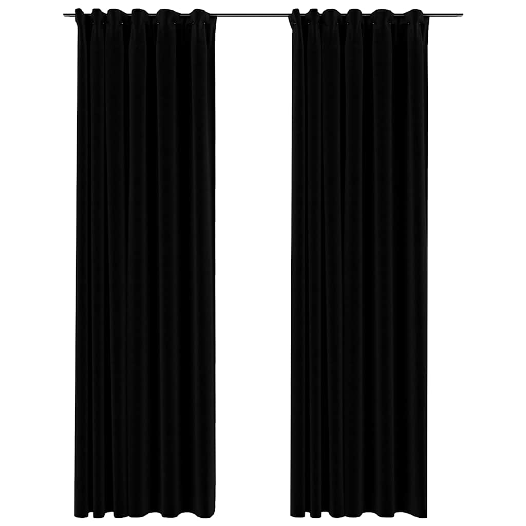 Vidaxl Vorhänge Leinen -Look Blackout Haken 2 ST 140x225 cm Schwarz