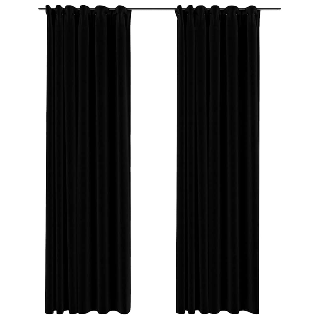 Vidaxl Vorhänge Leinen -Look Blackout Haken 2 ST 140x245 cm Schwarz
