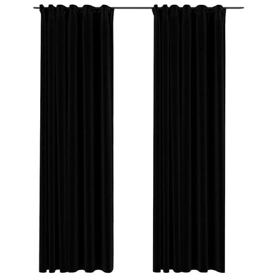 Vidaxl Vorhänge Leinen -Look Blackout Haken 2 ST 140x245 cm Schwarz