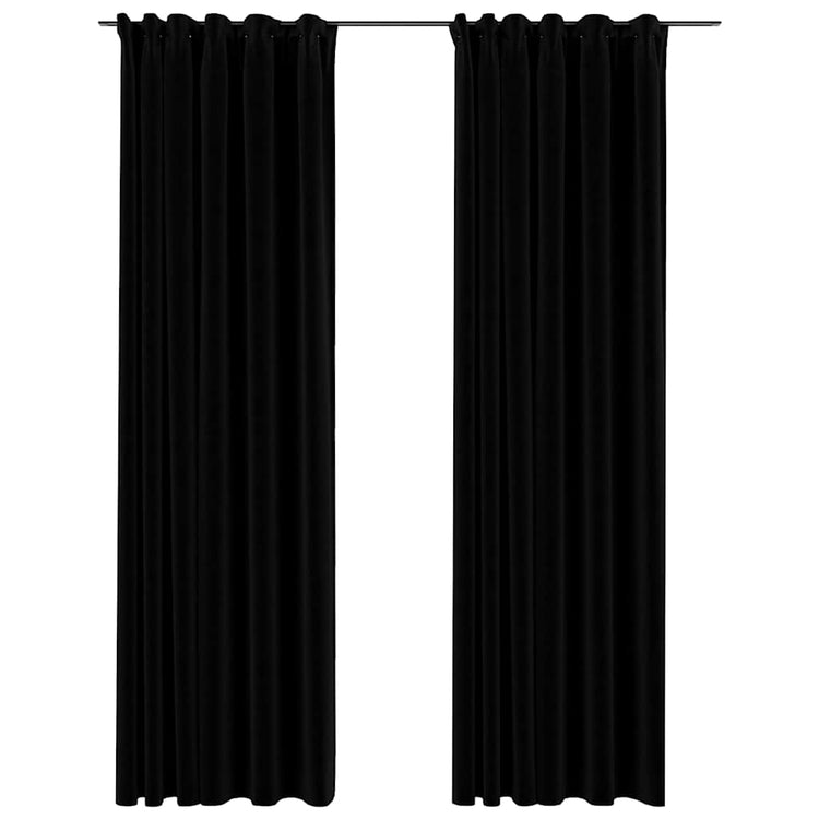 Vidaxl Vorhänge Leinen -Look Blackout Haken 2 ST 140x245 cm Schwarz