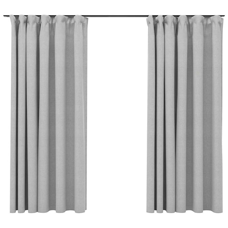 Vidaxl Vorhänge Leinen -Look Blackout Haken 2 ST 140x175 cm Grau