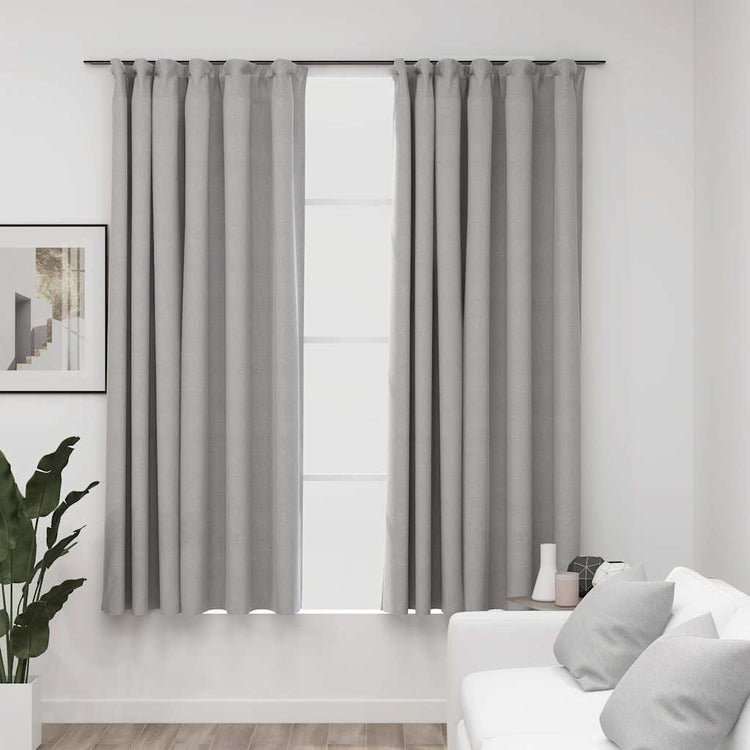 Vidaxl Vorhänge Leinen -Look Blackout Haken 2 ST 140x175 cm Grau