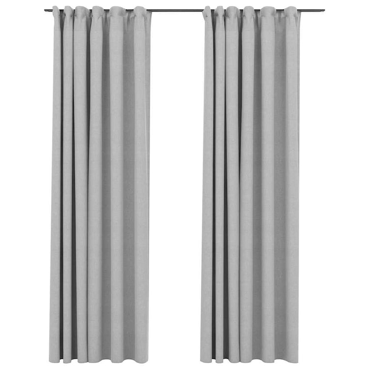 Vidaxl Vorhänge Leinen -Look Blackout Haken 2 ST 140x225 cm Grau