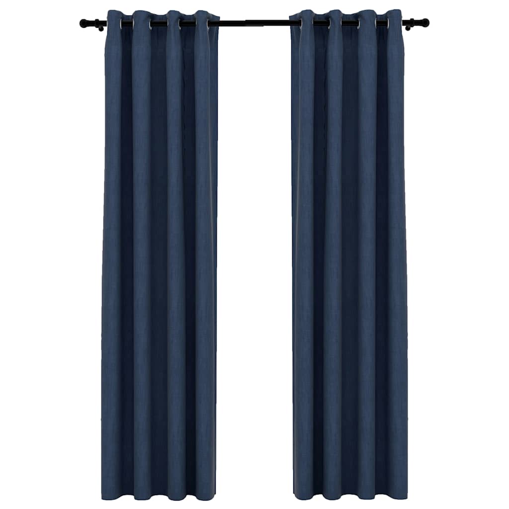 Vidaxl Vorhänge Leinen sehen verdammte Augen aus 2 St 140x225 cm blau