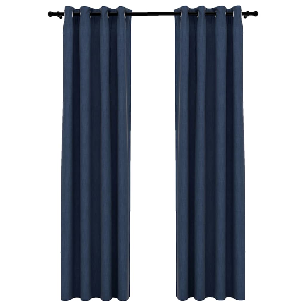 Vidaxl Vorhänge Leinen sehen verdammte Augen aus 2 St 140x245 cm blau