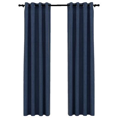 Vidaxl Vorhänge Leinen sehen verdammte Augen aus 2 St 140x245 cm blau