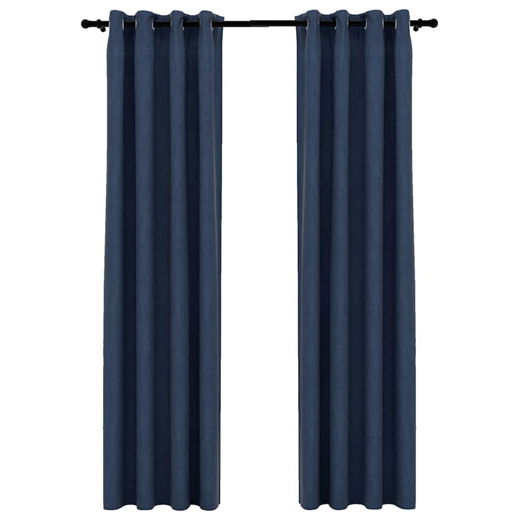 Vidaxl Vorhänge Leinen sehen verdammte Augen aus 2 St 140x245 cm blau