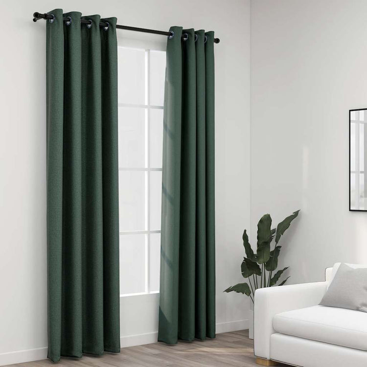 Vidaxl Vorhänge Leinen sehen verdammt schädliche Augen aus 2 St 140x225 cm Grün