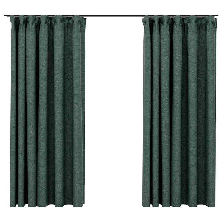 Vidaxl Vorhänge Leinen -Look Blackout Haken 2 ST 140x175 cm Grün
