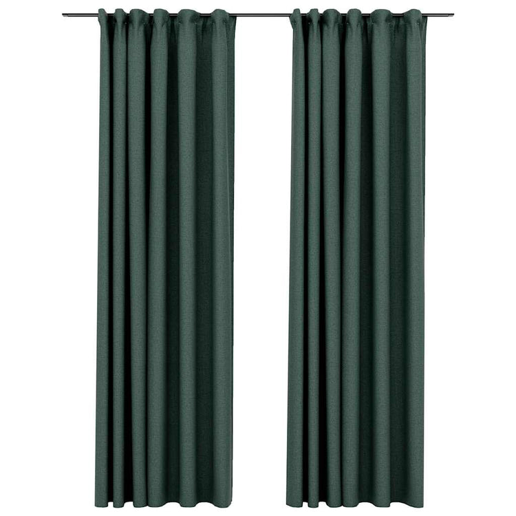 Vidaxl Vorhänge Leinenook Blackout Haken 2 ST 140x245 cm Grün