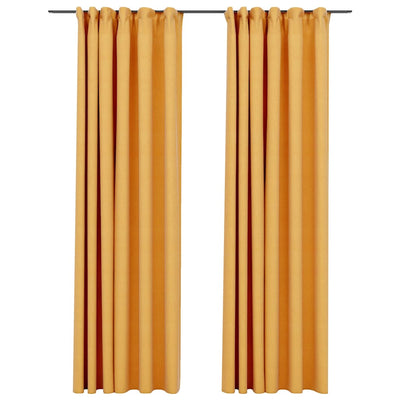 Vidaxl Vorhänge Leinen -Look Blackout Haken 2 ST 140x225 cm Gelb
