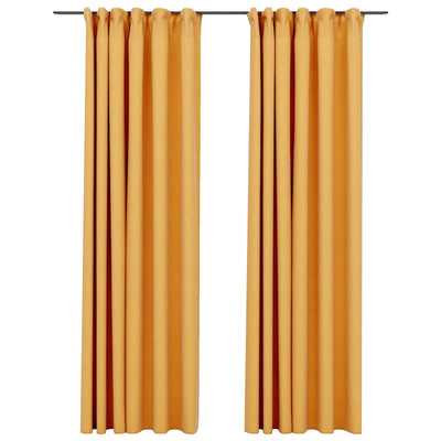 Vidaxl Vorhänge Leinenook Blackout Haken 2 ST 140x245 cm Gelb
