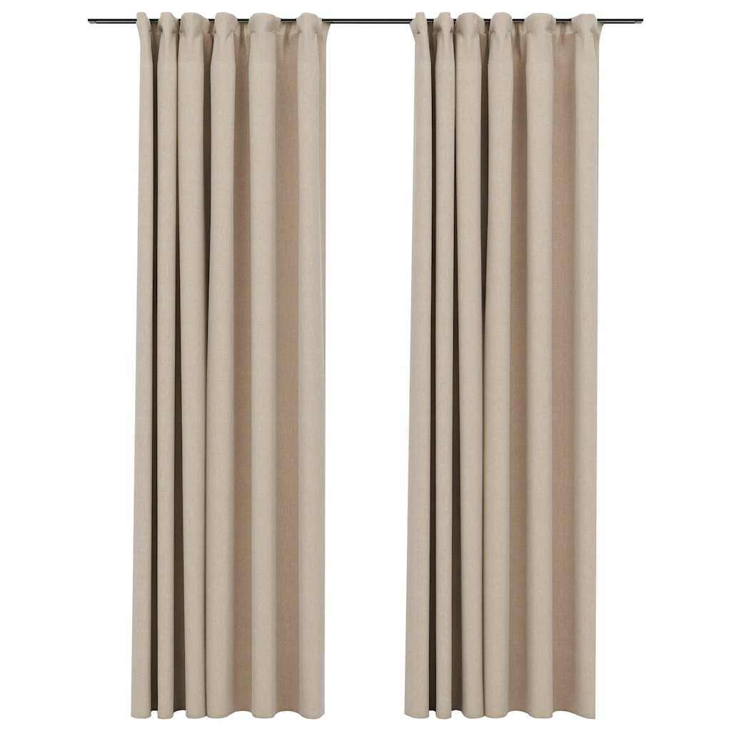 Vidaxl Vorhänge Leinenook Blackout Haken 2 ST 140x225 cm Beige