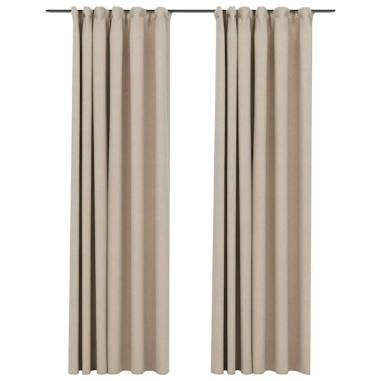 Vidaxl Vorhänge Leinenook Blackout Haken 2 ST 140x225 cm Beige