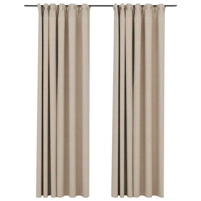 VIDAXL -Vorhänge Leinen sehen verdammte Haken 2 ST 140x245 cm Beige aus
