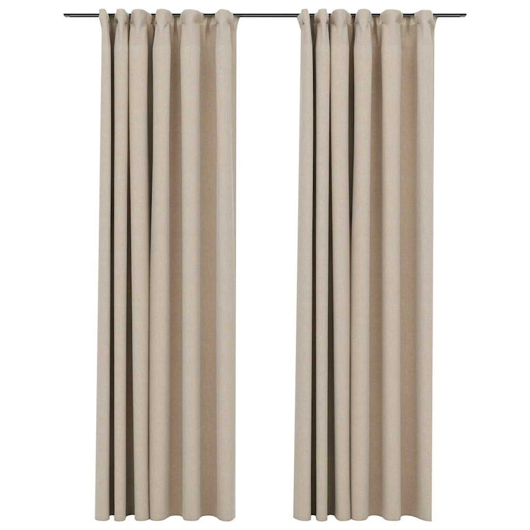 VIDAXL -Vorhänge Leinen sehen verdammte Haken 2 ST 140x245 cm Beige aus