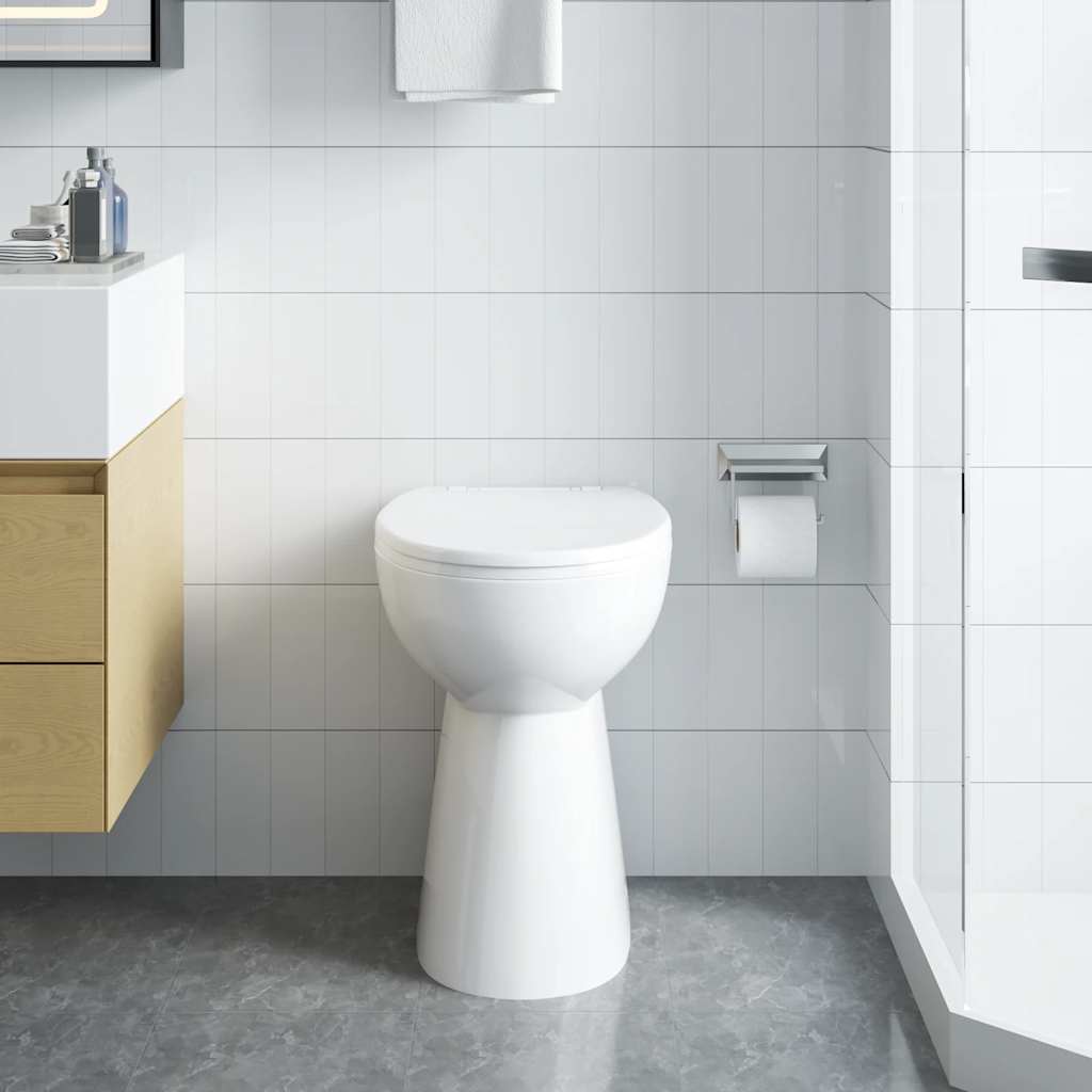 Vidaxl-Toilette erhöht 7 cm weich-close-bandloser Keramik Weiß