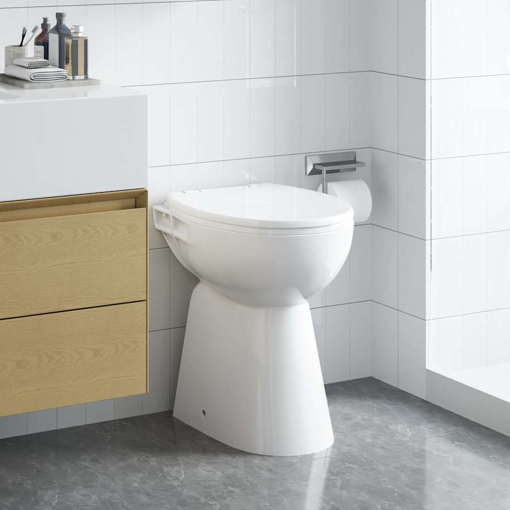 Vidaxl-Toilette erhöht 7 cm weich-close-bandloser Keramik Weiß