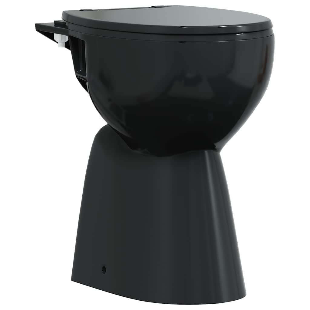 Vidaxl-Toilette erhöht 7 cm weiche, borgendere Keramikschwarz