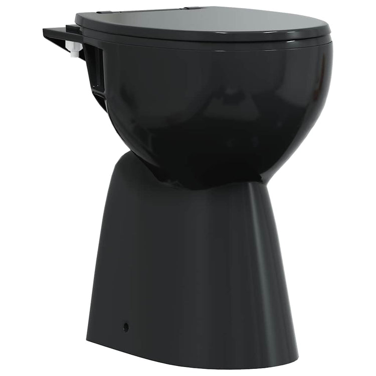 Vidaxl-Toilette erhöht 7 cm weiche, borgendere Keramikschwarz
