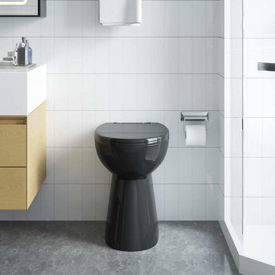 Vidaxl-Toilette erhöht 7 cm weiche, borgendere Keramikschwarz