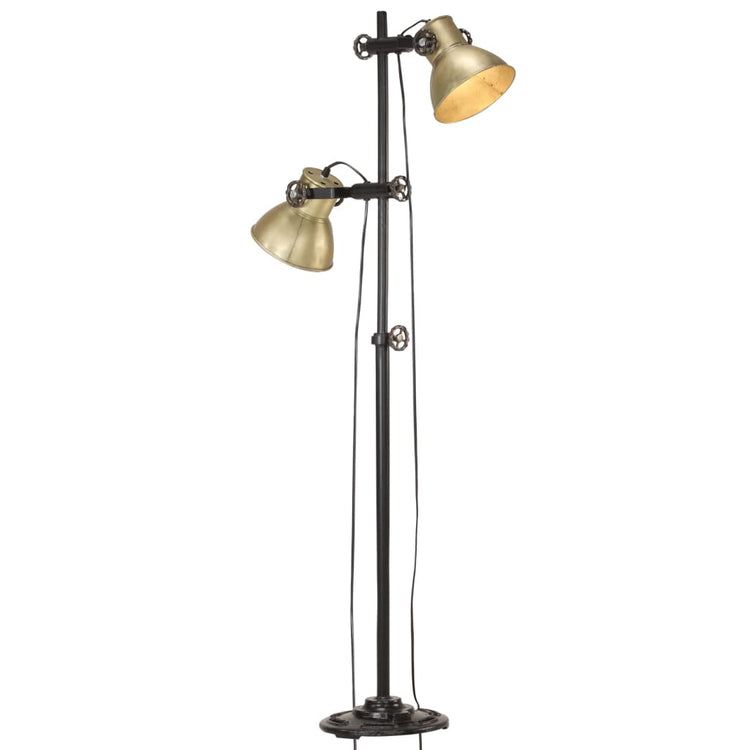 VIDAXL -Stehlampe mit 2 Lampenschirmen E27 Gusseisen Messing gefärbt