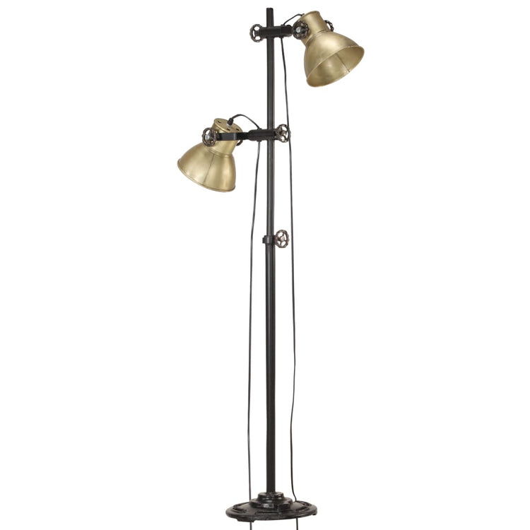 VIDAXL -Stehlampe mit 2 Lampenschirmen E27 Gusseisen Messing gefärbt