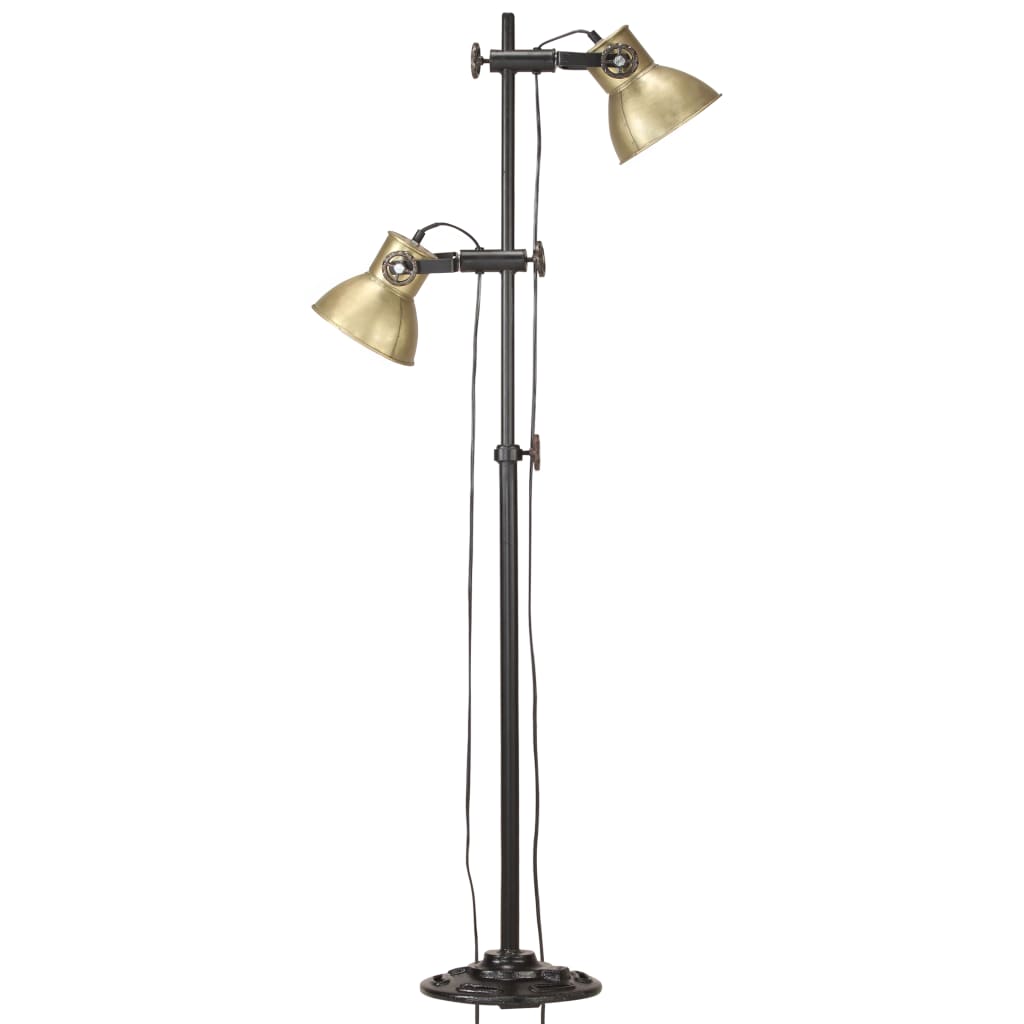 VIDAXL -Stehlampe mit 2 Lampenschirmen E27 Gusseisen Messing gefärbt