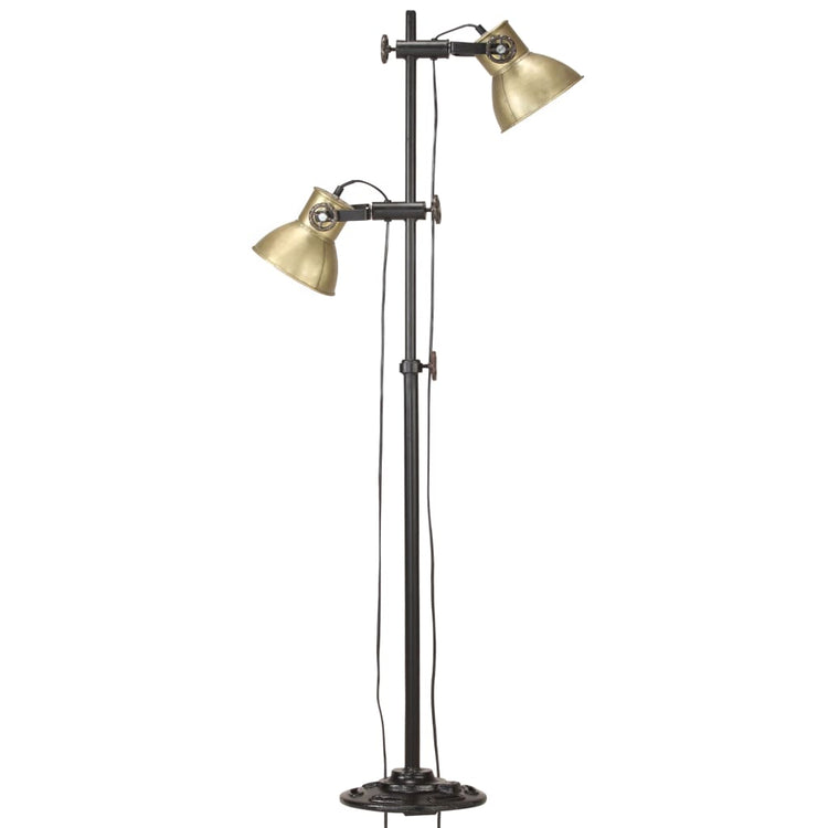 VIDAXL -Stehlampe mit 2 Lampenschirmen E27 Gusseisen Messing gefärbt
