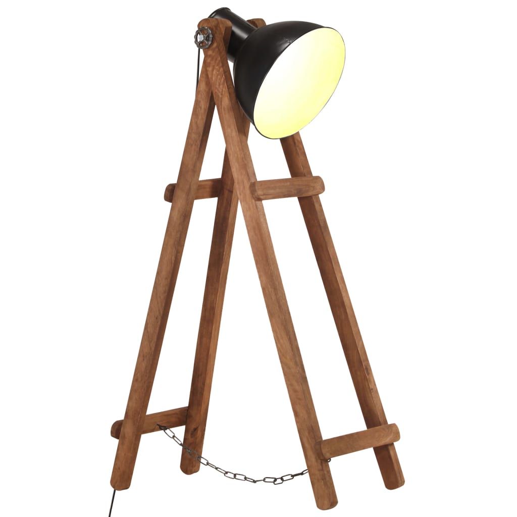 VidaXL Stehleuchte E27 massives Mangoholz schwarz