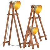 VIDAXL -Stehlampen 3 ST E27 Solid Mangowood Messing gefärbt - afbeelding 1
