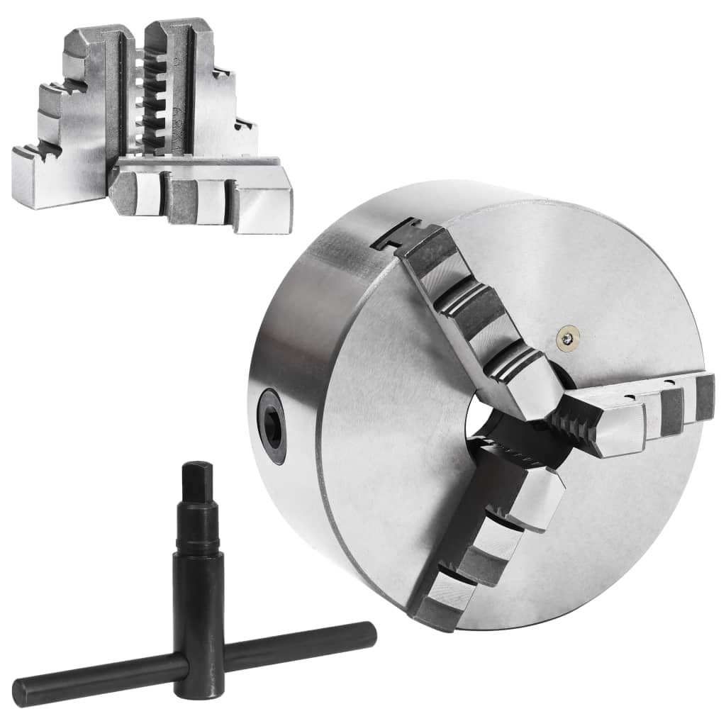 VIDAXL -Klauenplatte mit 3 Becken selbst -Zentrieren von 160 mm Stahl