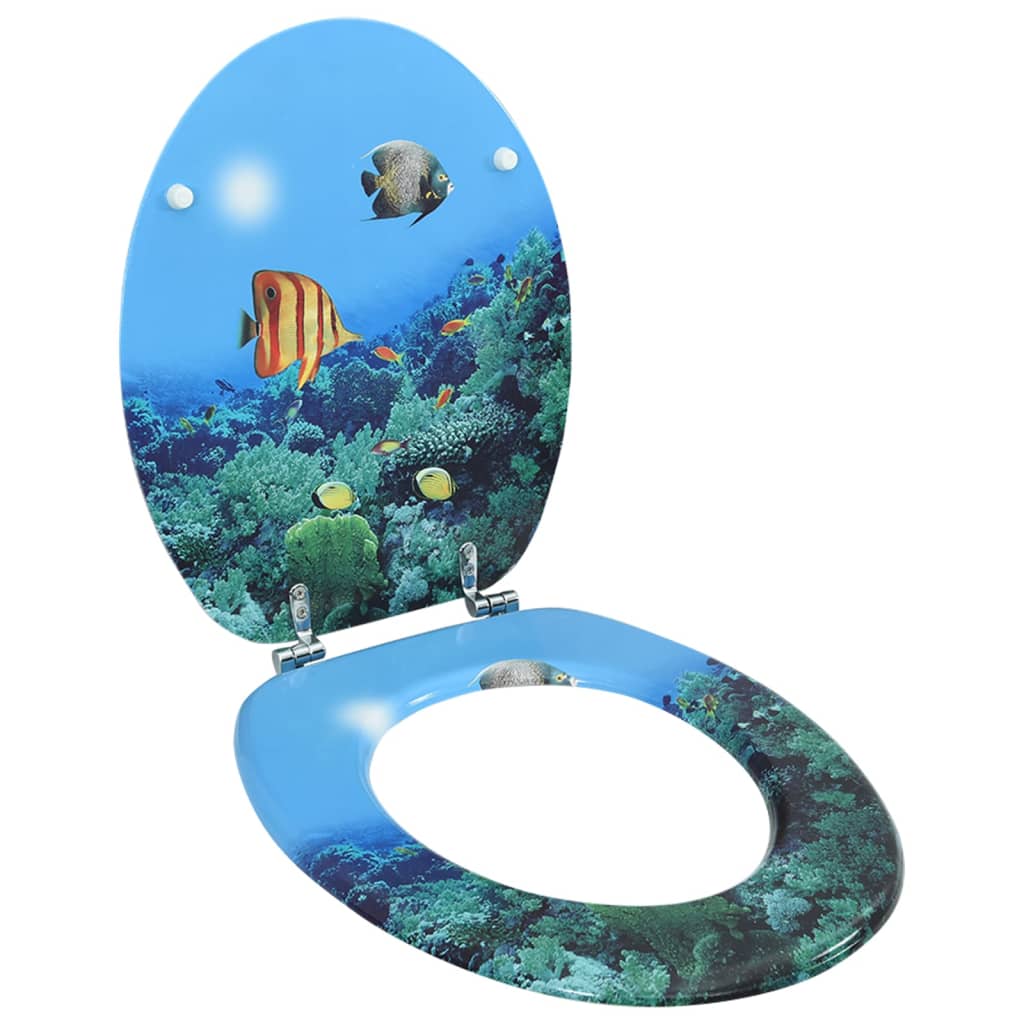 Vidaxl Toilettensitz mit Deckel Deep Sea MDF