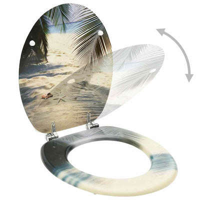 Vidaxl Toilettensitz mit Deckel Beach MDF