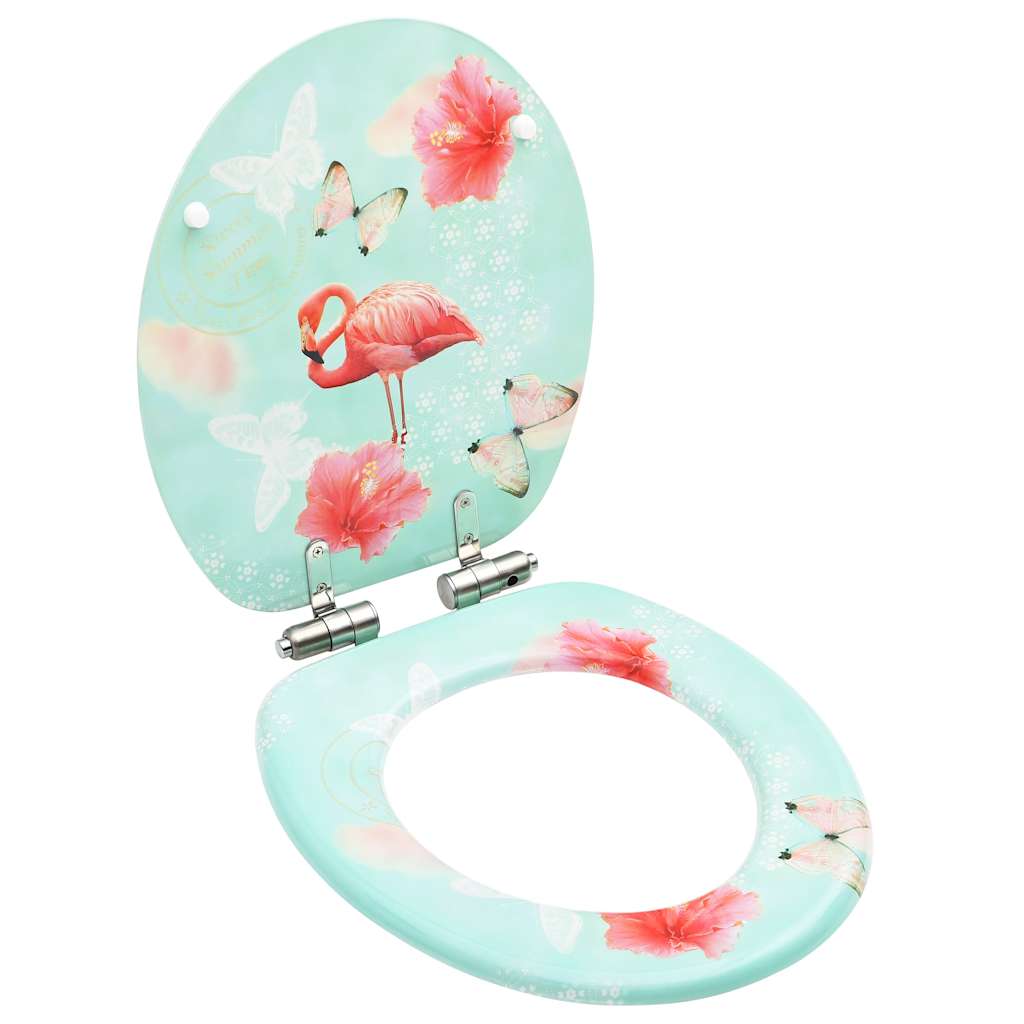 Vidaxl Toilettensitz mit weicher Deckelflamingo MDF