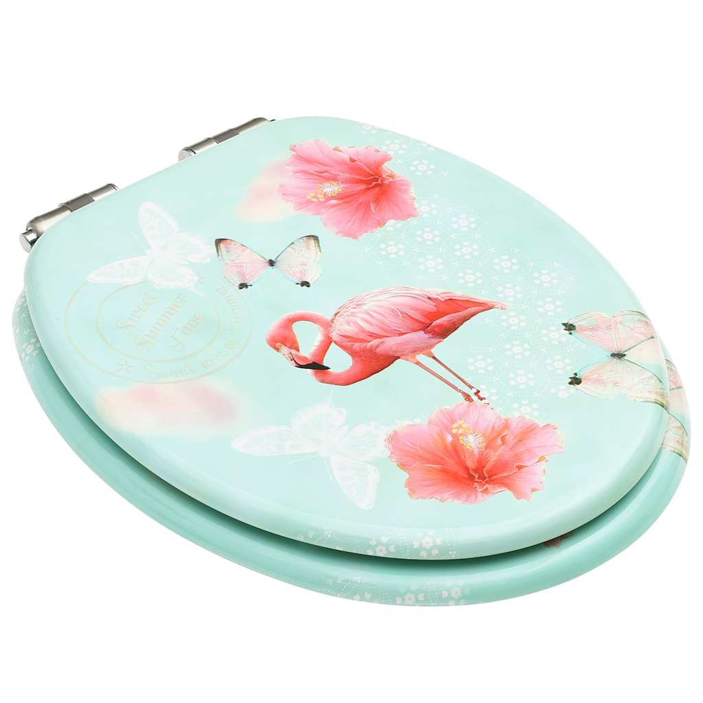 Vidaxl Toilettensitz mit weicher Deckelflamingo MDF