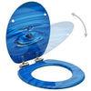 Vidaxl Toilettensitz mit weicher Deckel Wassertropfen MDF Blau