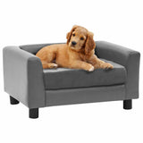 Vidaxl Hundebank 60x43x30 cm Plüsch und künstliches Ledergrau - afbeelding 1