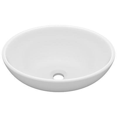 VIDAXL WASHBAIN OVAL 40x33 cm Keramikmatte Weiß