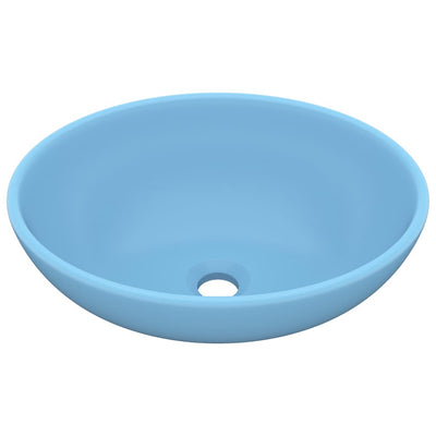 VIDAXL WASHBAIN OVAL 40x33 cm Keramik Matt Hellblau