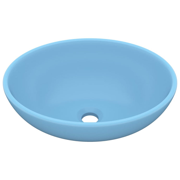VIDAXL WASHBAIN OVAL 40x33 cm Keramik Matt Hellblau