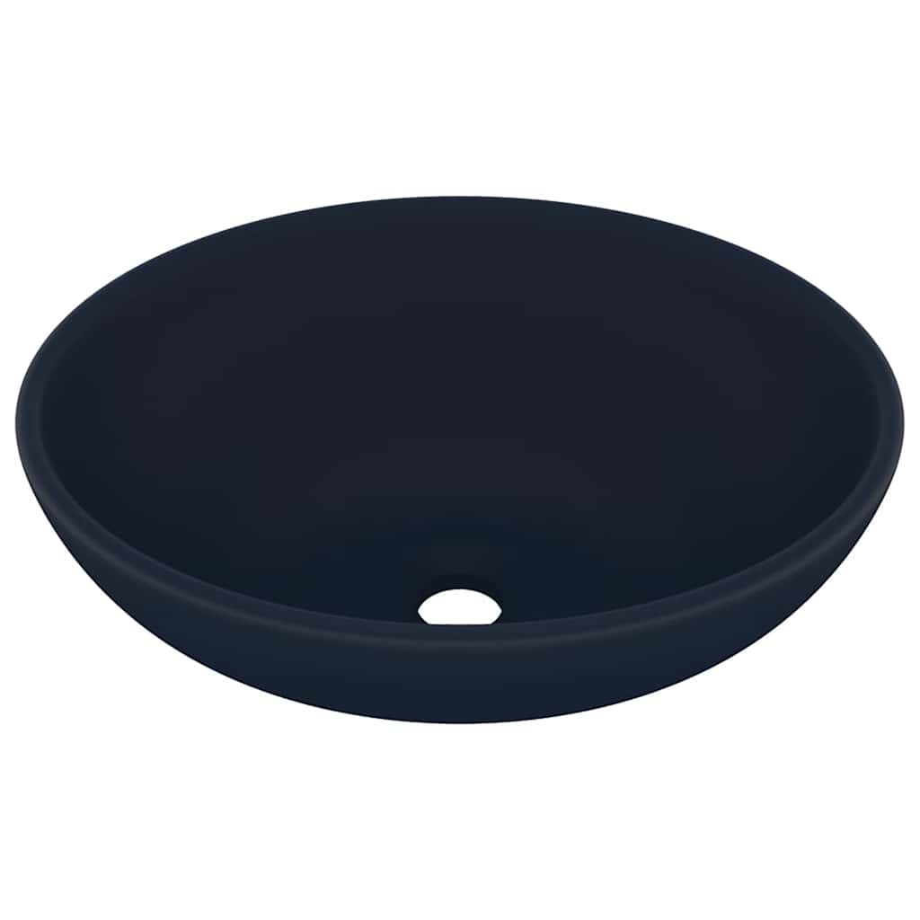Vidaxl Washbeasin Oval 40x33 cm Keramik Matt Dunkelblau