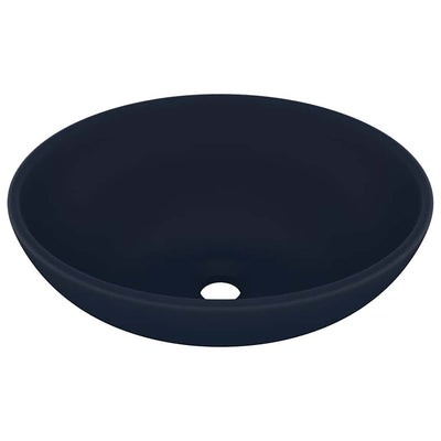 Vidaxl Washbeasin Oval 40x33 cm Keramik Matt Dunkelblau