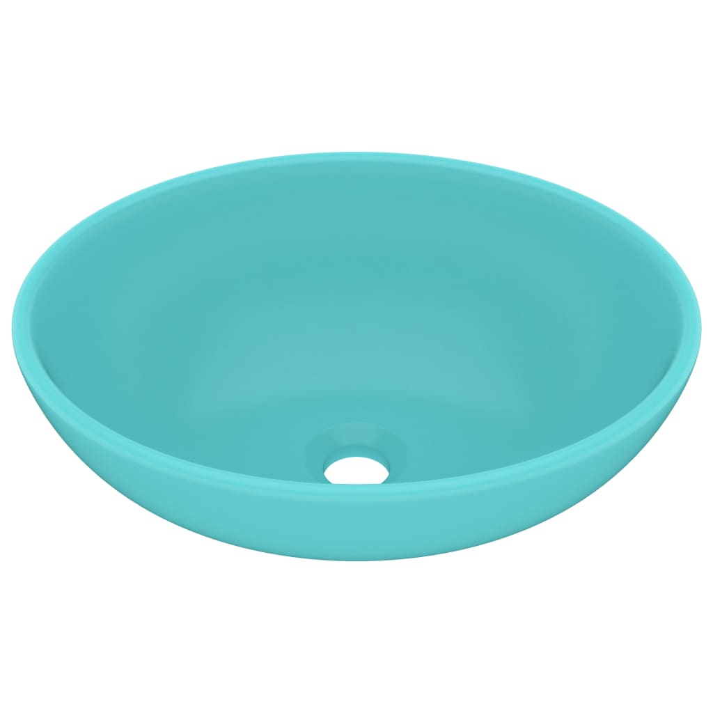 VIDAXL WASHBAIN OVAL 40x33 cm Keramik Matt Hellgrün